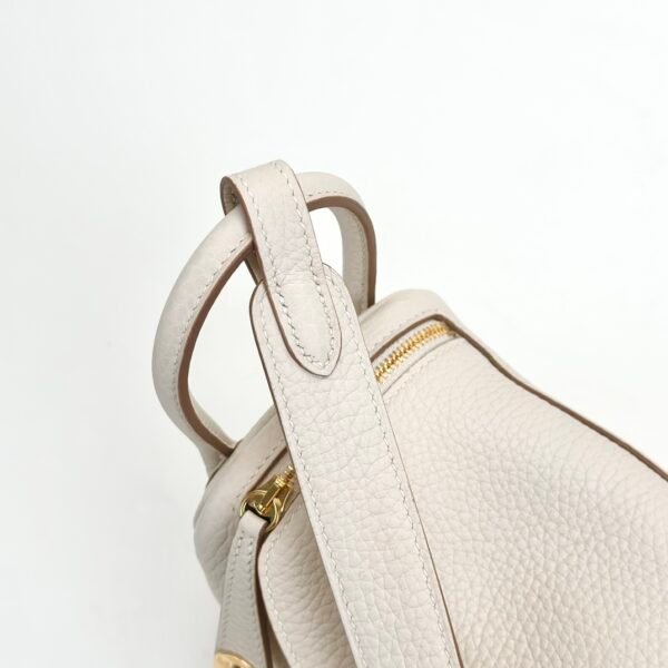 USA New York Hermes Mini Lindy 19CM Clemence Leather CC10 Craie Gold Hardware