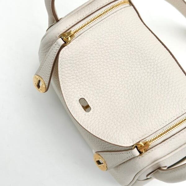 USA New York Hermes Mini Lindy 19CM Clemence Leather CC10 Craie Gold Hardware