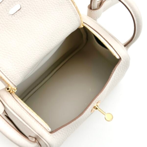 USA New York Hermes Mini Lindy 19CM Clemence Leather CC10 Craie Gold Hardware