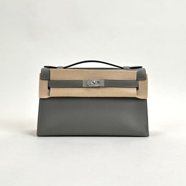 wsxc1728657776316_0 Taiwan Hermes Kelly Pochette 22CM Swift Leather 0L Gris Meyer Silver Hardware