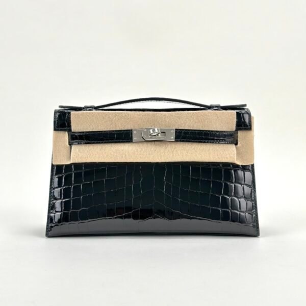 wsxc1728657780192_0 UAE Dubai Hermes Kelly Pochette 22CM Shiny Niloticus Crocodile CK89 Noir Silver Hardware