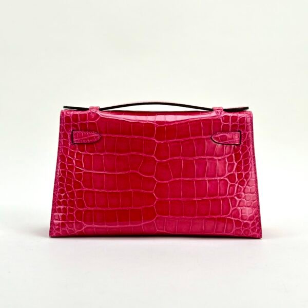 wsxc1728657785322_1 Hermes Kelly Pochette 22CM Shiny Alligator Crocodile I6 Rose Extreme Gold Hardware