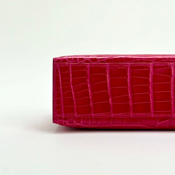 wsxc1728657785322_4 Hermes Kelly Pochette 22CM Shiny Alligator Crocodile I6 Rose Extreme Gold Hardware