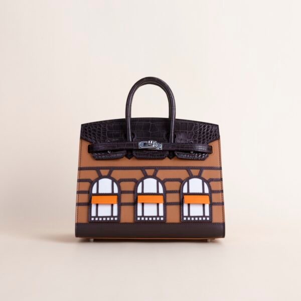 wsxc1728657802521_0 Hermes Birkin Faubourg 20 Day Matte Crocodile Noir / Epsom Brown Silver Hardware