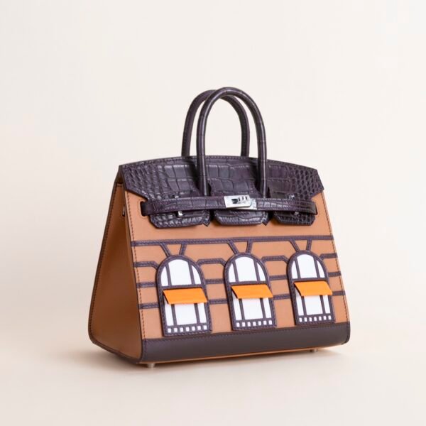 wsxc1728657802521_2 Hermes Birkin Faubourg 20 Day Matte Crocodile Noir / Epsom Brown Silver Hardware