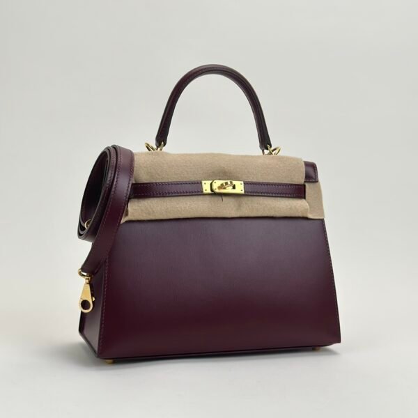 Canada Ottawa Hermes Kelly 25CM Box Leather CC57 Bordeaux Gold Hardware