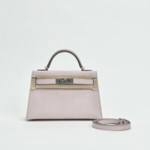 Hong Kong Hermes Mini Kelly 19CM Epsom Leather 09 Mauve Pale Silver Hardware