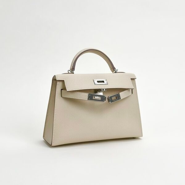 Hermes Bag Images Mini Kelly 19CM Epsom Leather CK10 Craie Silver Hardware