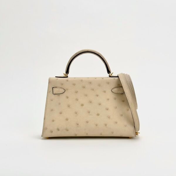 wsxc1729525846587_1 Hermes Mini Kelly 19CM 3C Parchemin Ostrich Leather Gold Hardware