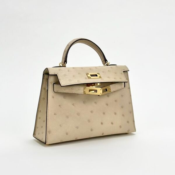 wsxc1729525846587_2 Hermes Mini Kelly 19CM 3C Parchemin Ostrich Leather Gold Hardware