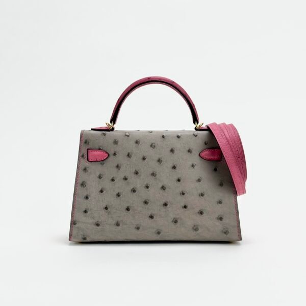 wsxc1729525879479_1 UAE Dubai Hermes Ostrich Mini Kelly 19CM M8 Gris Asphalt / E5 Rose Tyrien Gold Hardware