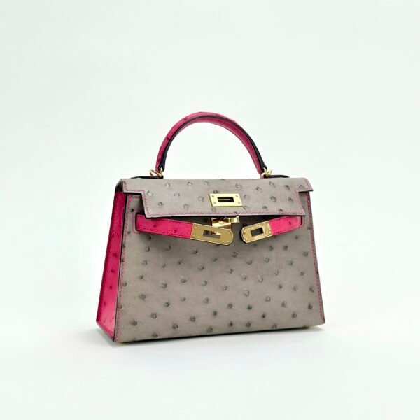 wsxc1729525879479_2 UAE Dubai Hermes Ostrich Mini Kelly 19CM M8 Gris Asphalt / E5 Rose Tyrien Gold Hardware