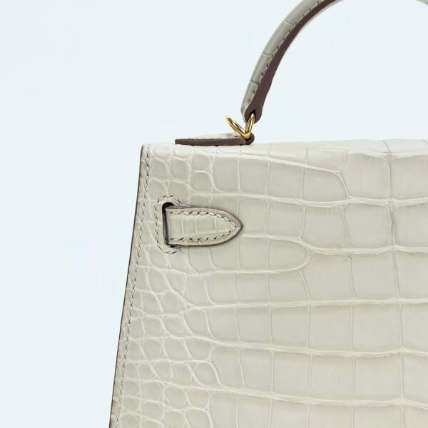 Hermes Bag Images Matte Alligator Crocodile Mini Kelly 19CM 8L Beton Gold Hardware
