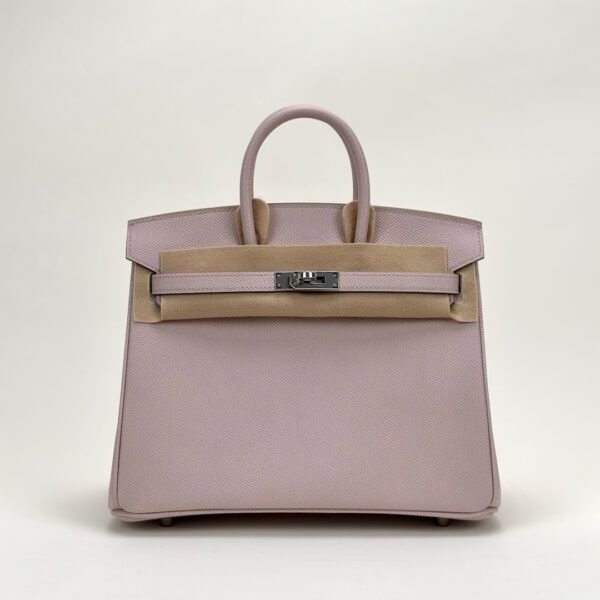 UK London Hermes Birkin 25CM Bag Epsom Leather 09 Mauve Pale Silver Hardware