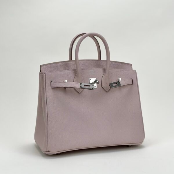 UK London Hermes Birkin 25CM Bag Epsom Leather 09 Mauve Pale Silver Hardware