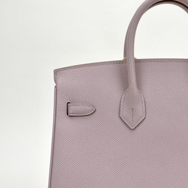 UK London Hermes Birkin 25CM Bag Epsom Leather 09 Mauve Pale Silver Hardware