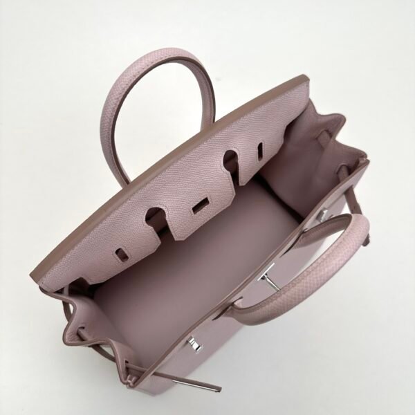 UK London Hermes Birkin 25CM Bag Epsom Leather 09 Mauve Pale Silver Hardware
