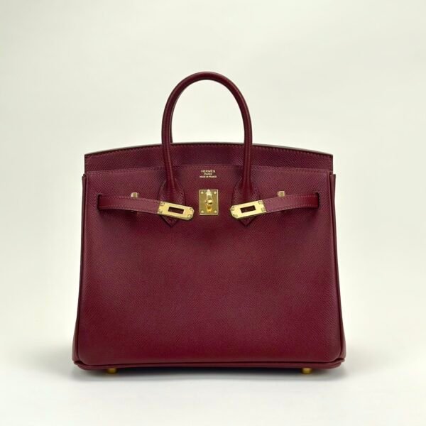 USA New York Hermes Birkin 25CM Epsom Leather CC55 Rouge H Gold Hardware