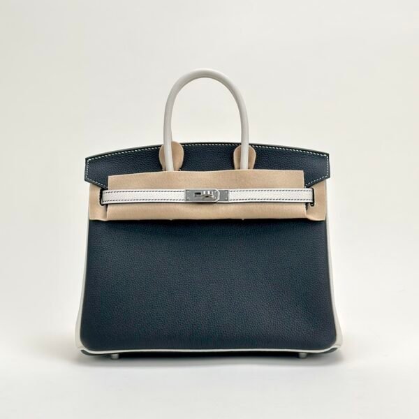 wsxc1729782391742_0 Hermes Boutique Birkin 25CM Black / White Togo Leather Silver Hardware