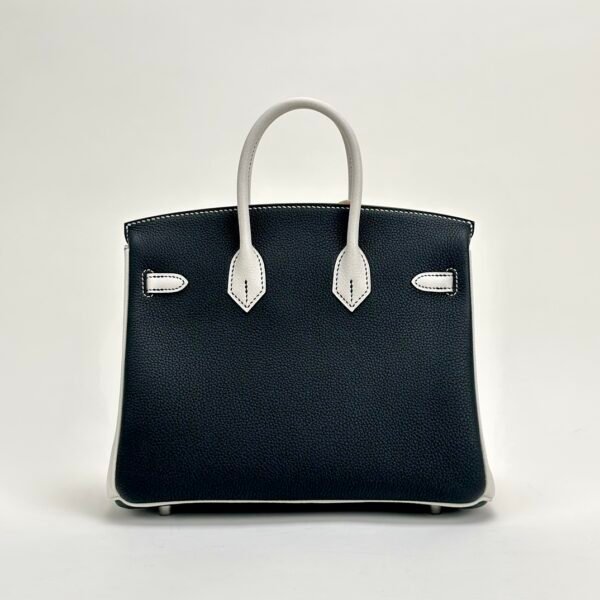 wsxc1729782391742_1 Hermes Boutique Birkin 25CM Black / White Togo Leather Silver Hardware