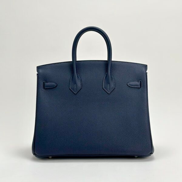 UK London Hermes Birkin 25CM 2Z Blue Nuit Togo Leather Silver Hardware