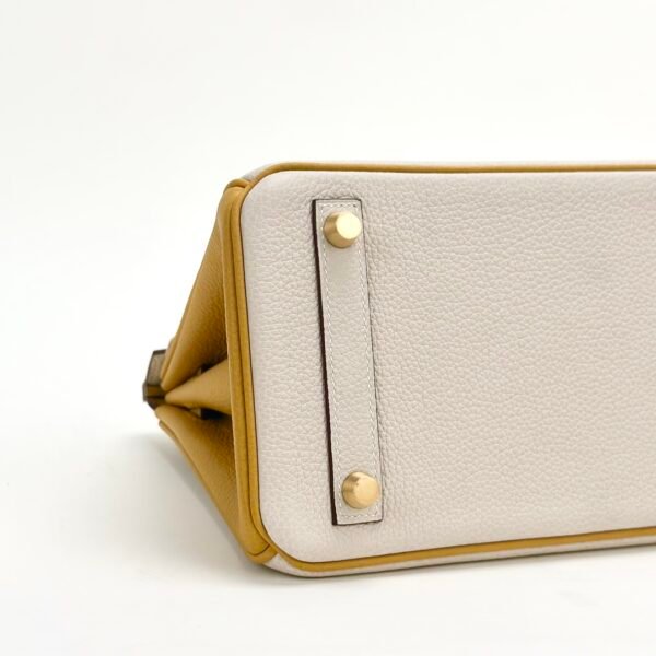 Hermes Birkin 25CM Bag Togo Leather 10 Craie / 9D Jaune Amber Brush Gold Hardware