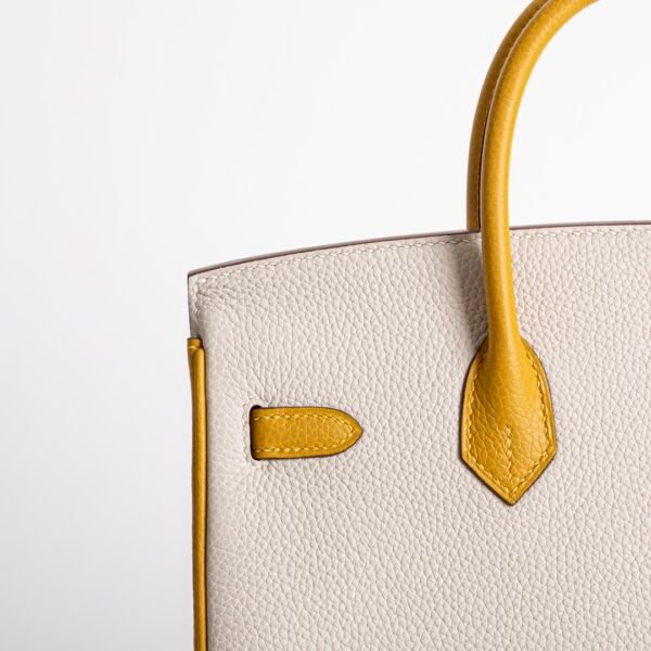 Hermes Togo Leather Birkin 25CM 10 Craie / 9D Amber Brush Gold Hardware