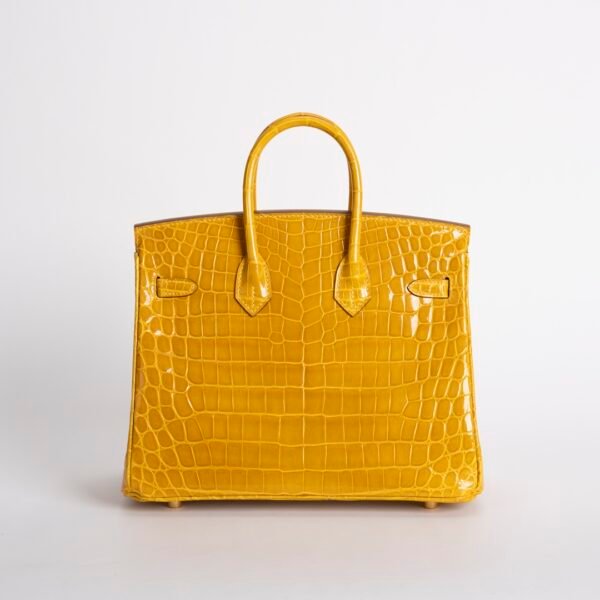 Hermes Bag Price Shiny Niloticus Crocodile Birkin 25CM 9D Jaune Amber Gold Hardware