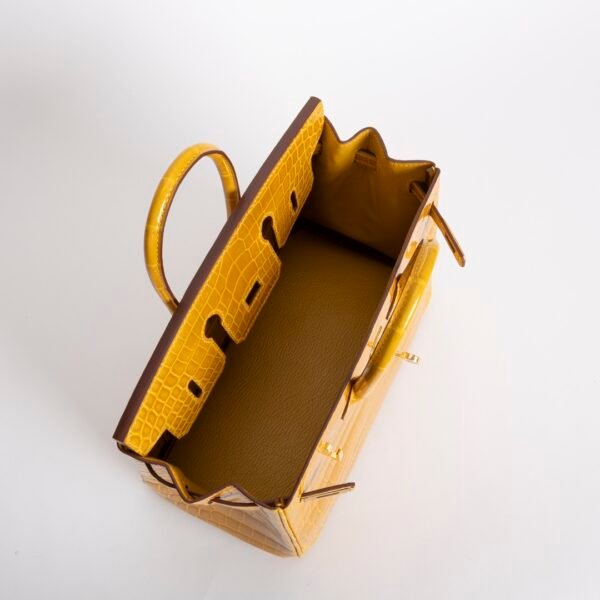 Hermes Bag Price Shiny Niloticus Crocodile Birkin 25CM 9D Jaune Amber Gold Hardware