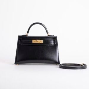 TaiwanHermes Mini Kelly 19CM Box Leather CC89 Noir Gold Hardware