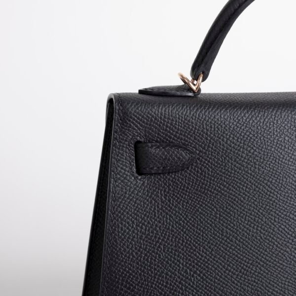 USA New York Hermes Epsom Leather Mini Kelly 19CM 89 Noir Rose Gold Hardware