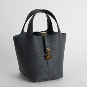 UAE Dubai Picotin 18CM Clemence Leather H0 Gris Misty Gold Hardware