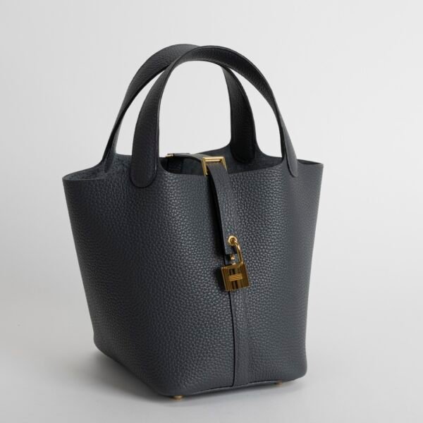 UAE Dubai Picotin 18CM Clemence Leather H0 Gris Misty Gold Hardware