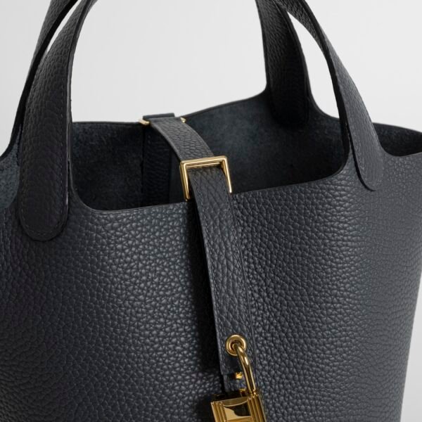 UAE Dubai Picotin 18CM Clemence Leather H0 Gris Misty Gold Hardware