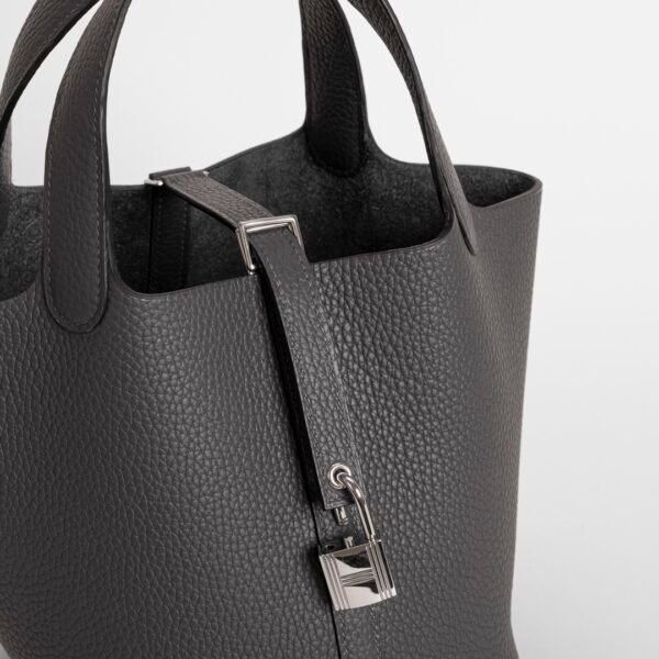 wsxc1731428146977_3 Full Handmade Picotin Bag 18CM CK88 Gris Graphite Clemence Leather Silver Hardware