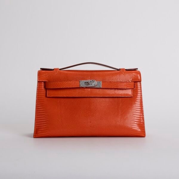 wsxc1731431584296_0-1 Women’s Luxury Bag Kelly Pochette 22CM Lizard Leather CK93 Orange Silver Hardware