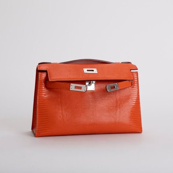 wsxc1731431584296_1 Women’s Luxury Bag Kelly Pochette 22CM Lizard Leather CK93 Orange Silver Hardware