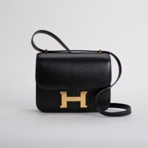 Women’s Shoulder Bag Constance 18CM Chevre Leather CC89 Noir Gold Hardware