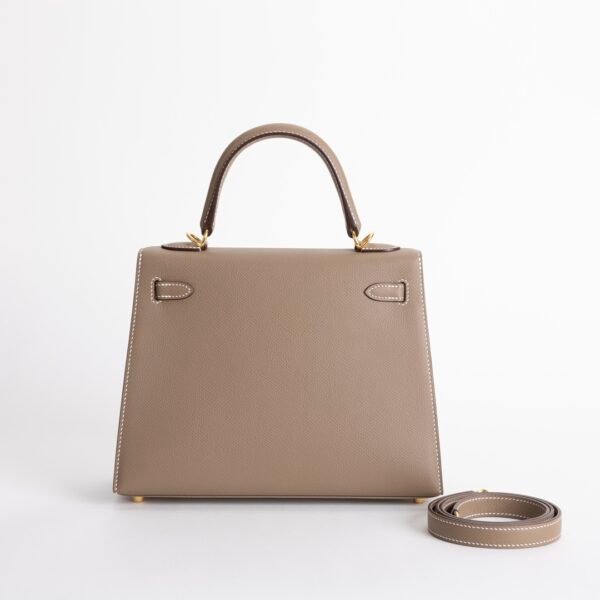 UK London Epsom Leather Kelly Sellier 25CM CC18 Etoupe Gold Hardware