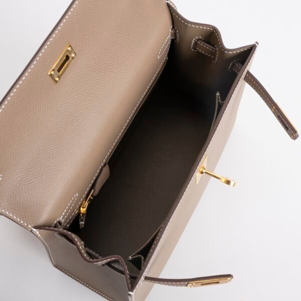 UK London Epsom Leather Kelly Sellier 25CM CC18 Etoupe Gold Hardware