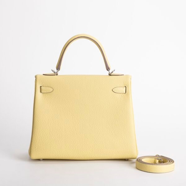 USA New York Togo Leather Kelly 25CM 1Z Jaune Poussin Silver Hardware