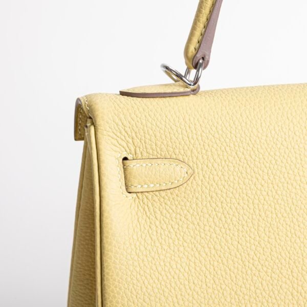 USA New York Togo Leather Kelly 25CM 1Z Jaune Poussin Silver Hardware