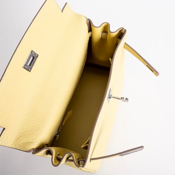 USA New York Togo Leather Kelly 25CM 1Z Jaune Poussin Silver Hardware