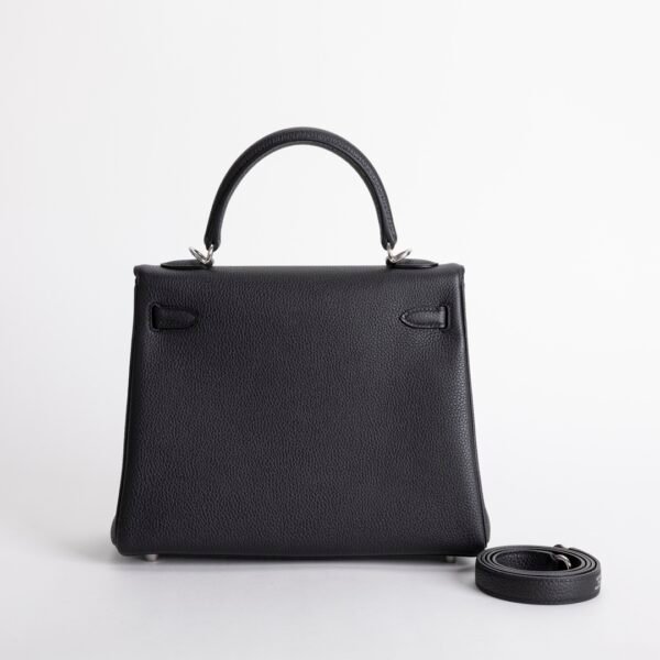 Women’s Bag Kelly 25CM Togo Leather CK89 Noir Silver Hardware