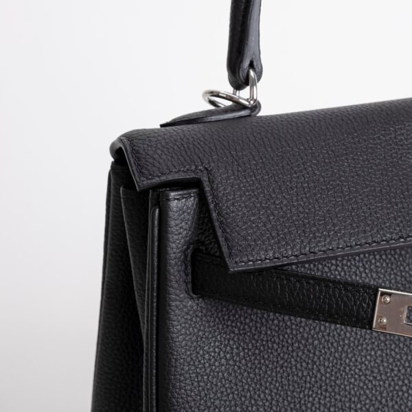 Women’s Bag Kelly 25CM Togo Leather CK89 Noir Silver Hardware
