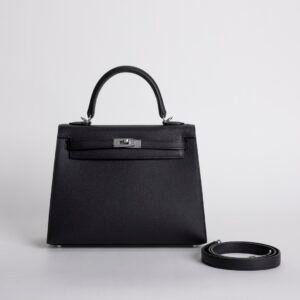 UAE Dubai Kelly Sellier 25CM Epsom Leather CK89 Noir Silver Hardware