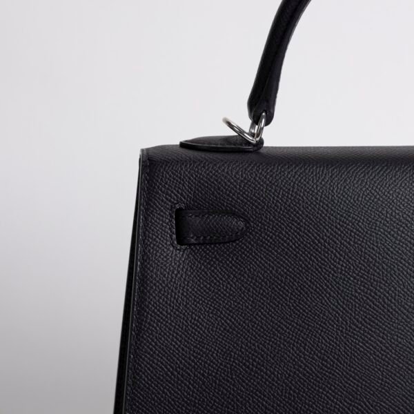 UAE Dubai Kelly Sellier 25CM Epsom Leather CK89 Noir Silver Hardware