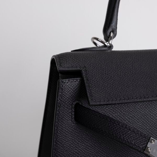 UAE Dubai Kelly Sellier 25CM Epsom Leather CK89 Noir Silver Hardware