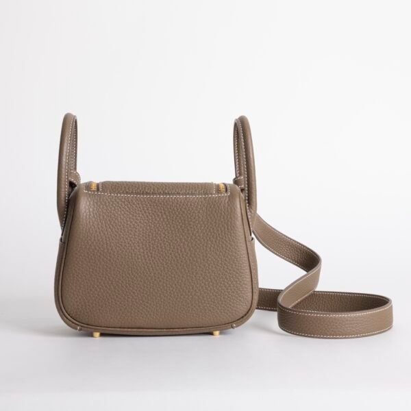 Women’s Shoulder Bag Clemence Leather Mini Lindy 19CM CC18 Etoupe Grey Gold Hardware