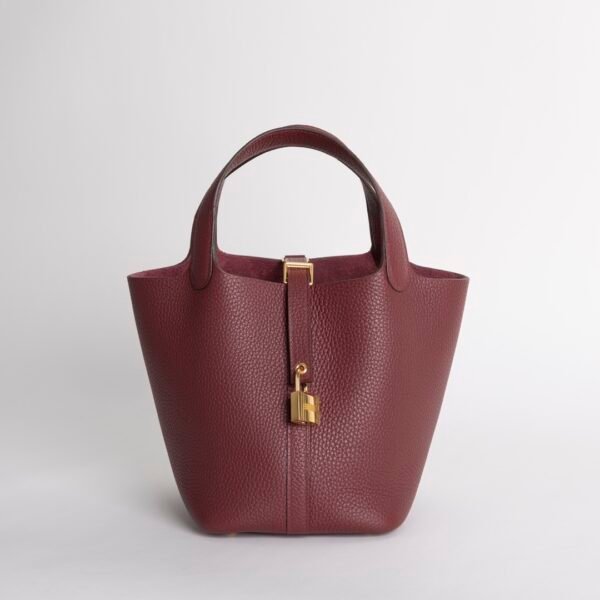 wsxc1732127315733_0-1 Women’s Tote Bag Picotin 18CM Clemence Leather Silver Hardware CC55 Rouge H Gold Hardware